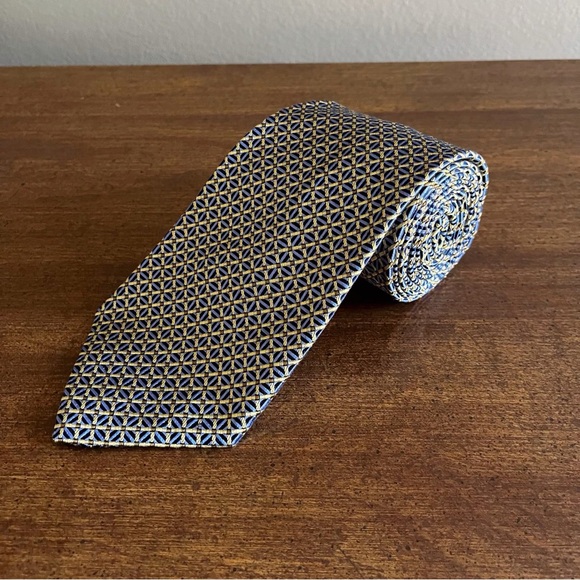 Yellow Blue Men’s Tie Land’s End - Picture 2 of 4